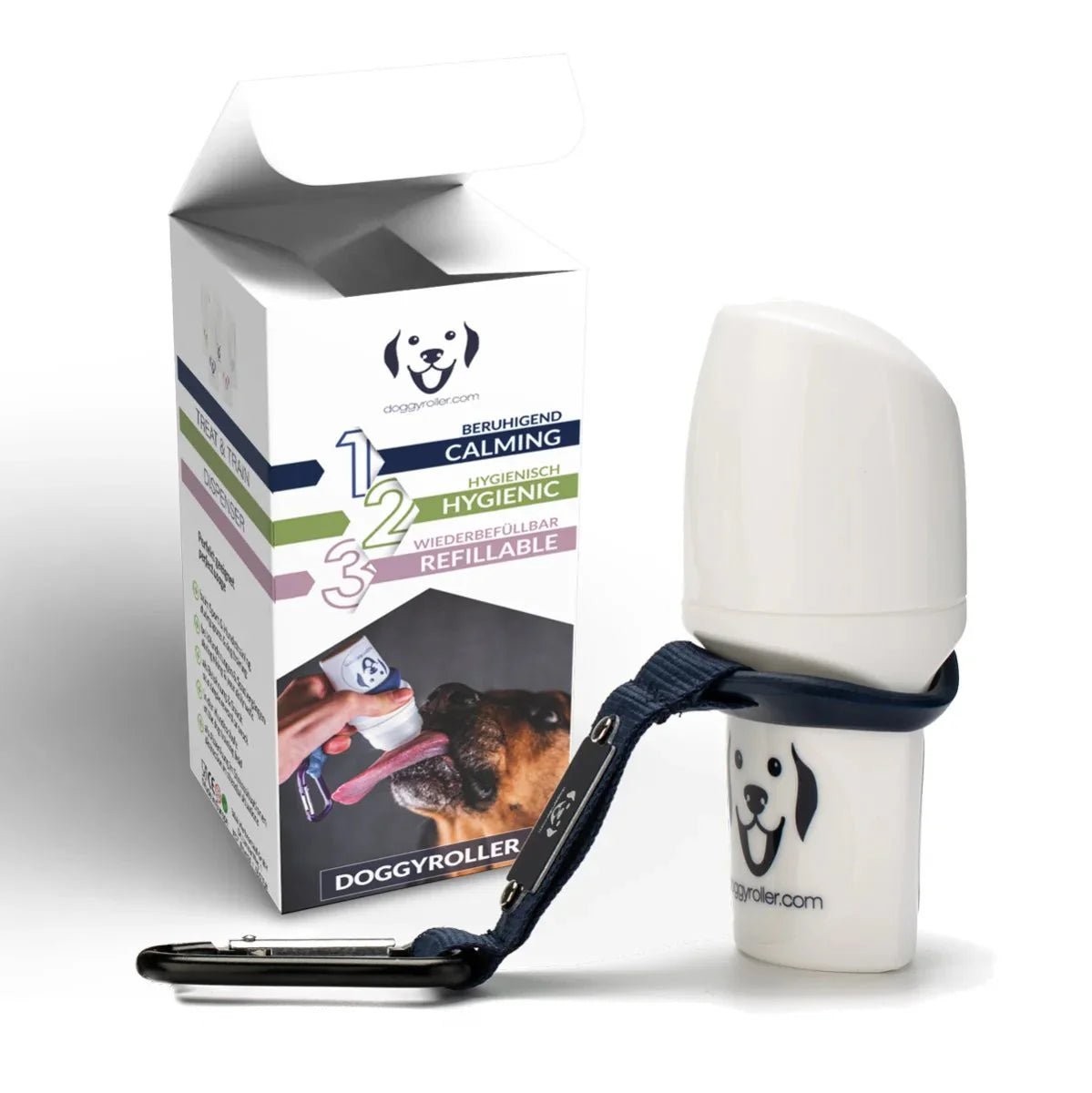 Doggyroller met karabijnhaak marineblauw - The Raven Shop