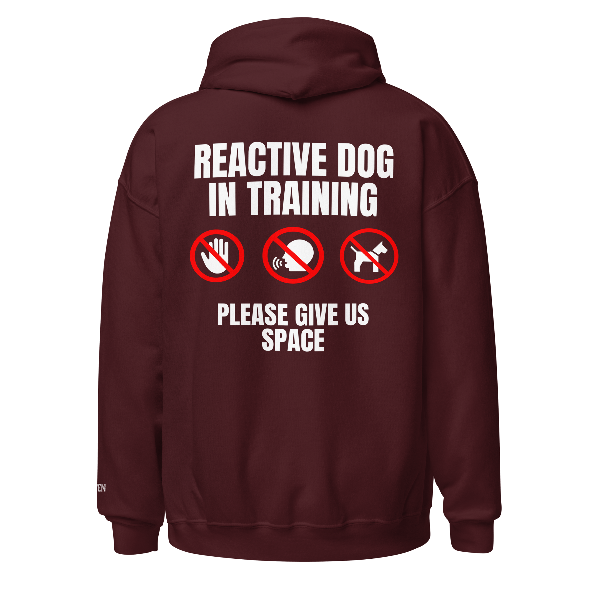 The Raven - Reactive dog in training - White print - Unisex Hoodie - The Raven Shop