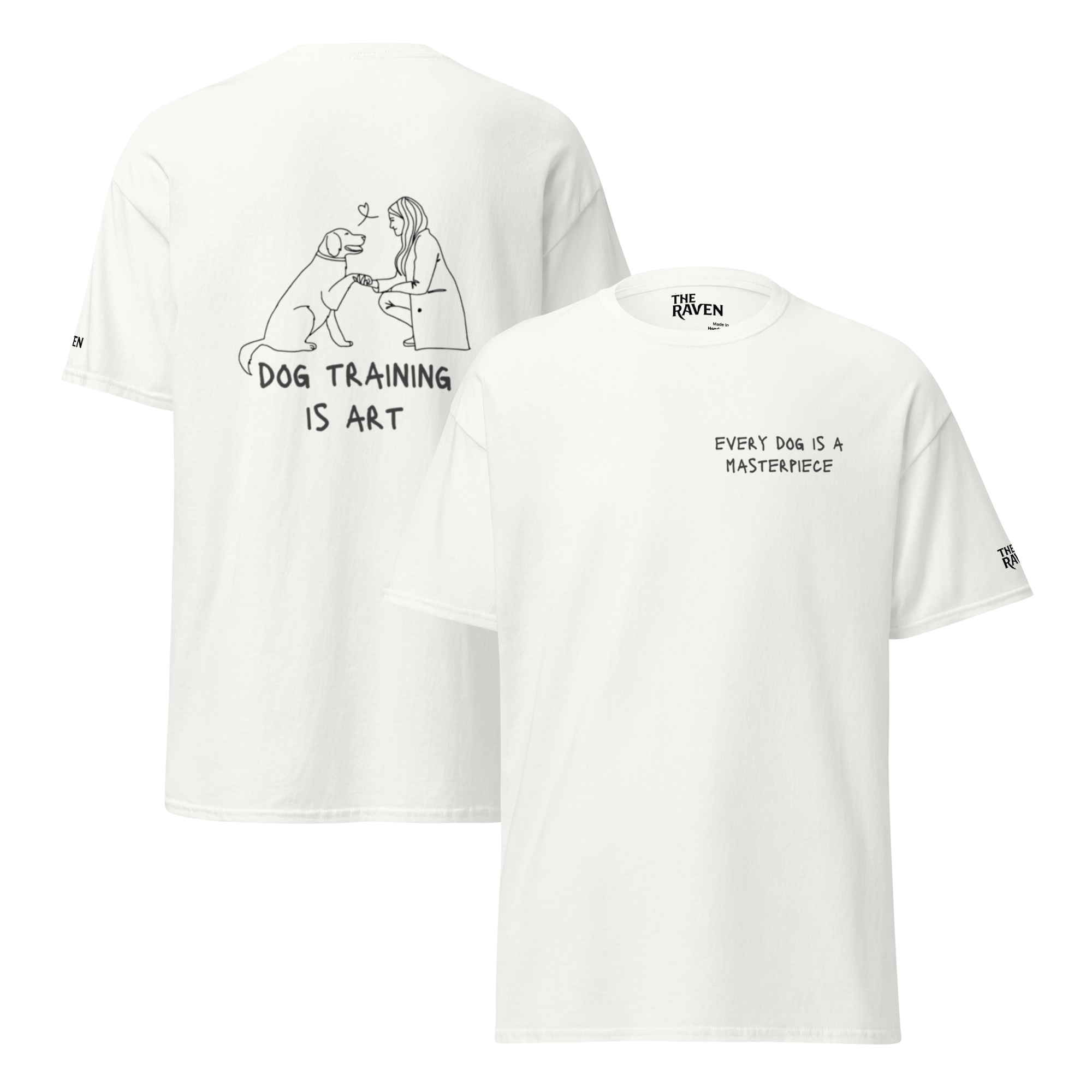 The Raven T-shirt - Dog training is art - White - Unisex - The Raven Shop